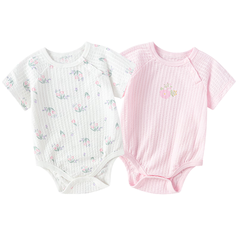 BALABALA Children's Cotton Triangle Shirt, New Summer Thin Style, Baby Bodysuit Two-Piece Set, for Newborns 0-6 Months
