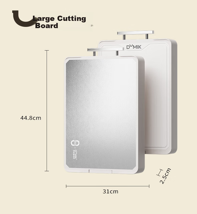 DUMIK 100% Pure Titanium Double-Sided Cutting Board Mold-Resistant Antibacterial Food-Grade Kitchen Knife Board Chopping Board Butcher Block 29