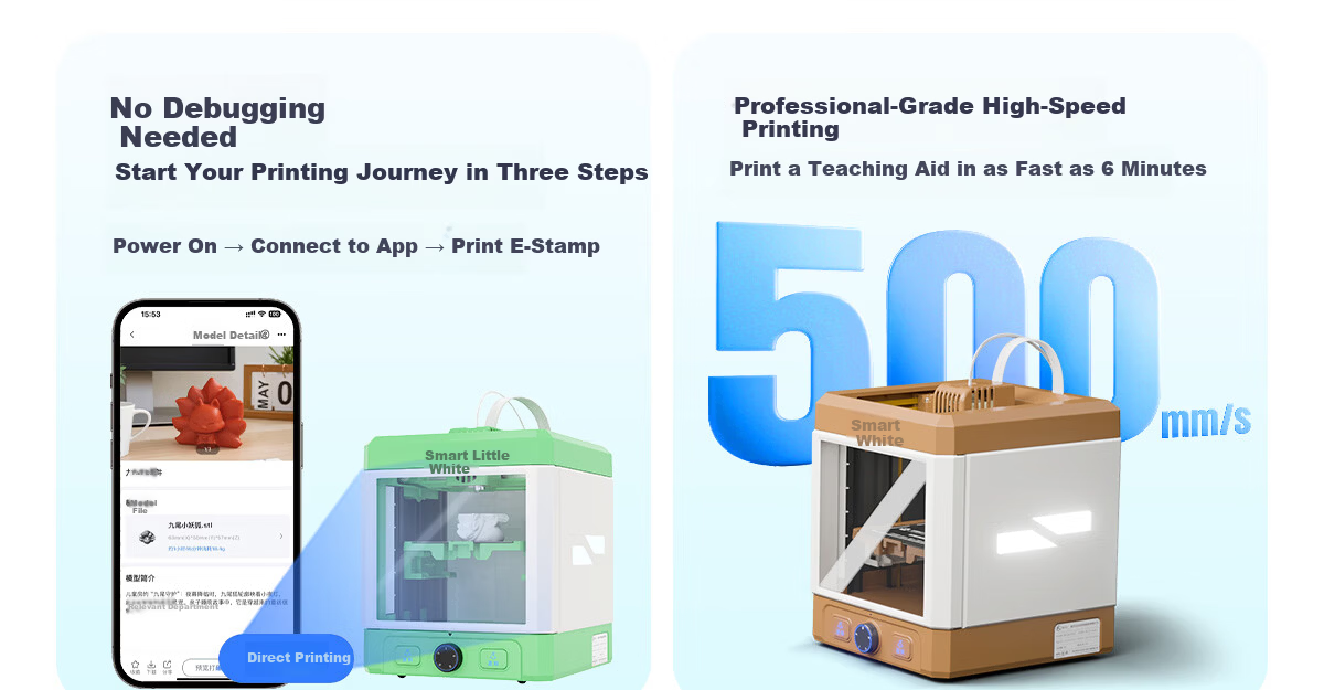 Zhixiaobai Kids 3D Printer Explorer3 Home Learning Small Fully Automatic Leveling High-Speed High-Precision AI Modeling One-Click Printing Cherry Dream Pink Purple 8