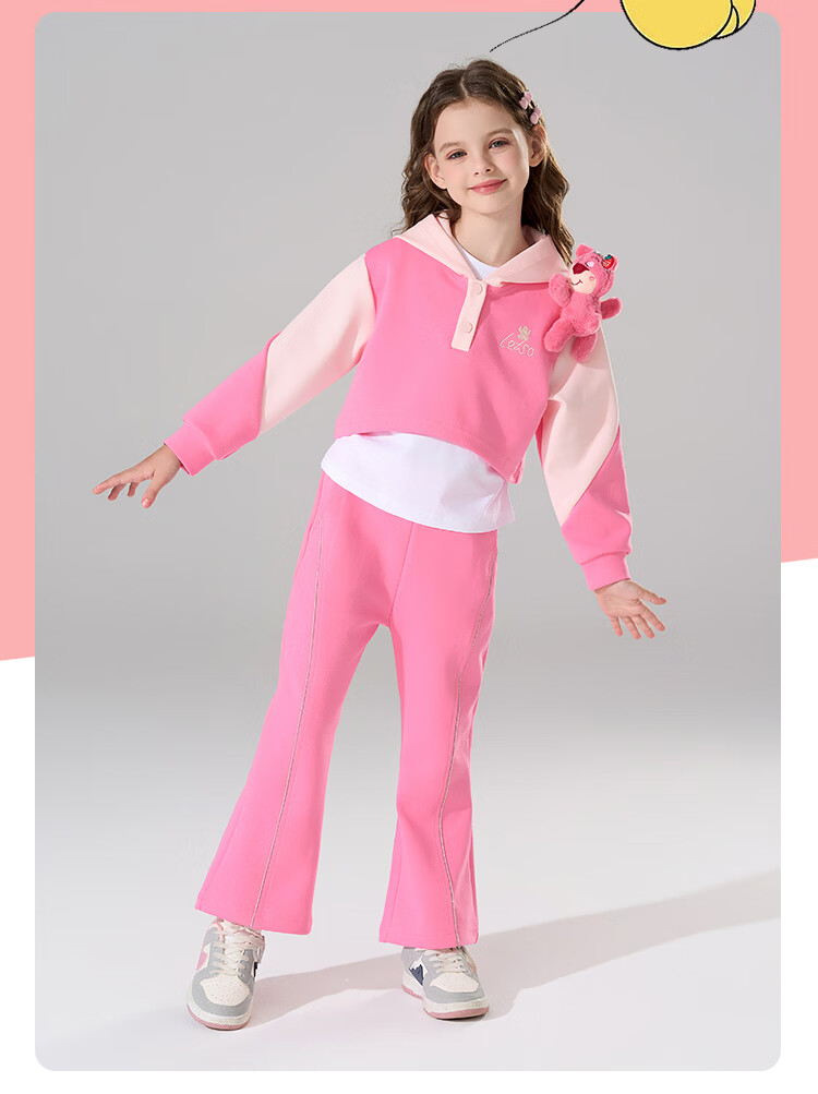 Disney Girls' Autumn 2026 Spring Sportswear Set New Sweatshirt + Long Pants Fashion Three-Piece Set 5