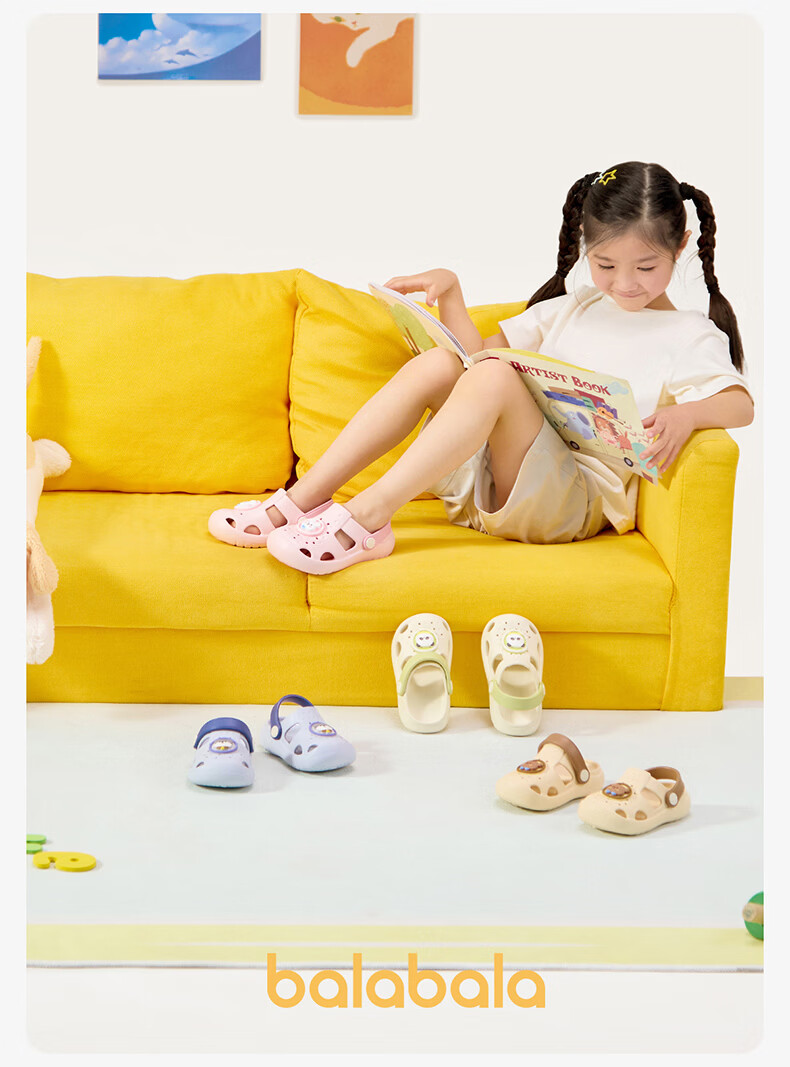 Balabala Kids Slippers Baby Outdoor Beach Shoes Cartoon Girls Soft Sole Hole Shoes Boys Girls Summer Toddler Sandals 2