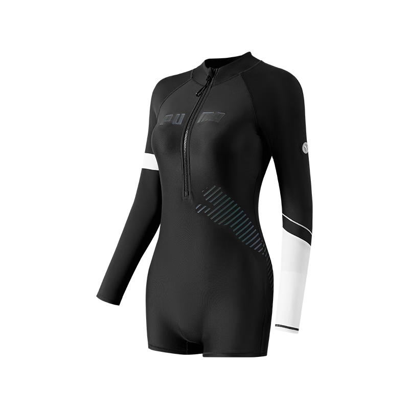 PUMA Women's Long Sleeve One-Piece Swimsuit UV Protection Surfing Swimwear for Swimming Pool Spa Premium Swimwear