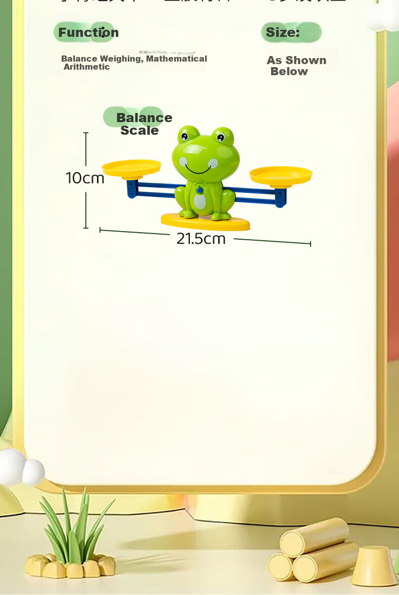Mili Children's Toy Frog Balance Scale Educational Montessori Early Learning Student Number Enlightenment Logic Thinking for Ages 2-6 9