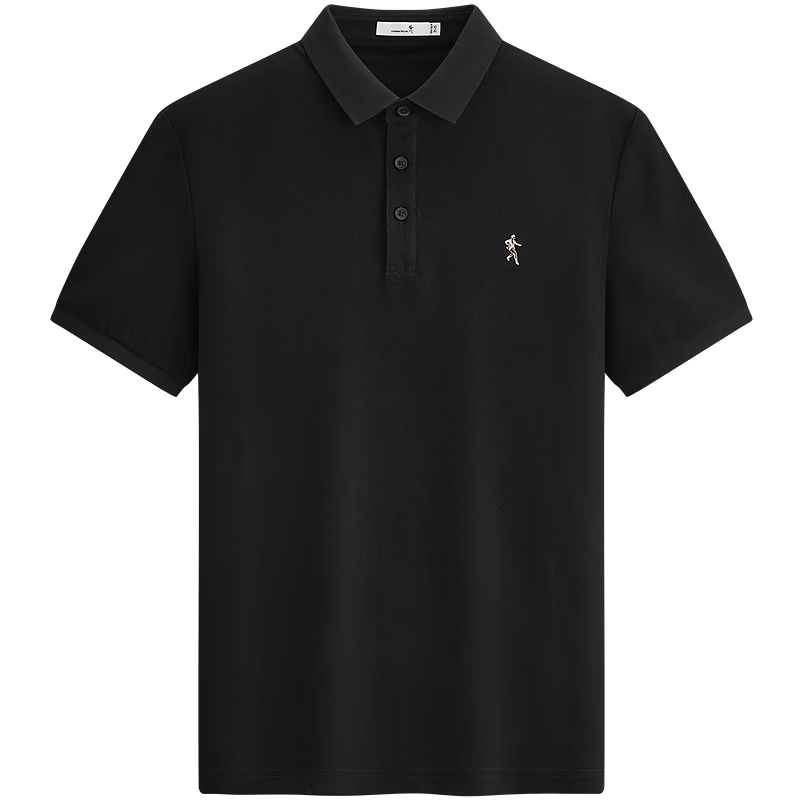 Dance with Wolves [Instant Cooling] Premium Fabric Summer Men's Commuter Antibacterial Short Sleeve Polo Shirt 001 Black L