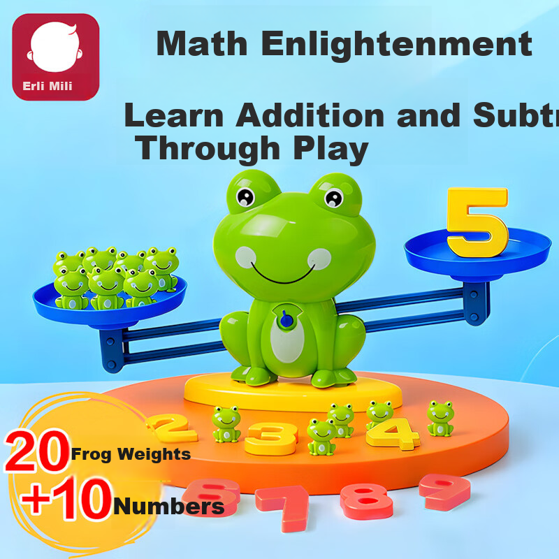 Mili Children's Toy Frog Balance Scale Educational Montessori Early Learning Student Number Enlightenment Logic Thinking for Ages 2-6