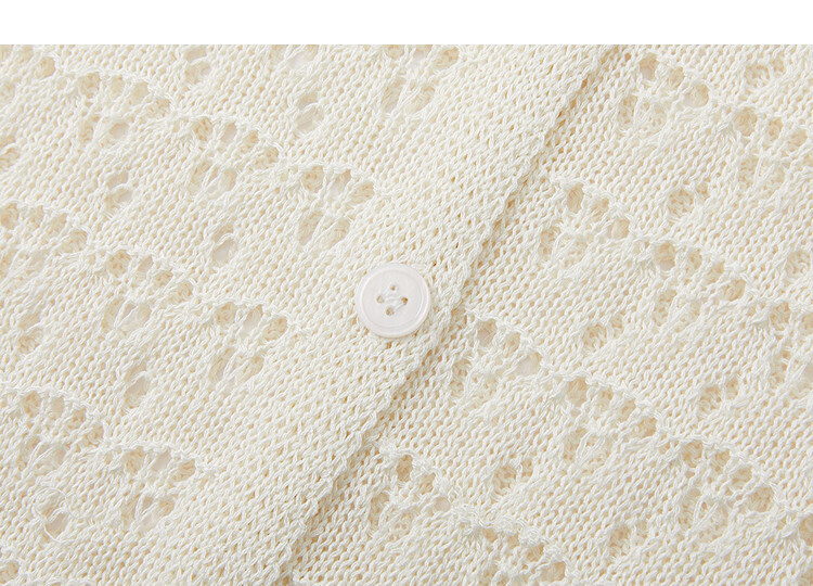 Demana [Moonlight Among Flowers] Spring Elegant V-Neck Hollow Crochet Knit Flare Sleeve Petite Women's Sweater 14