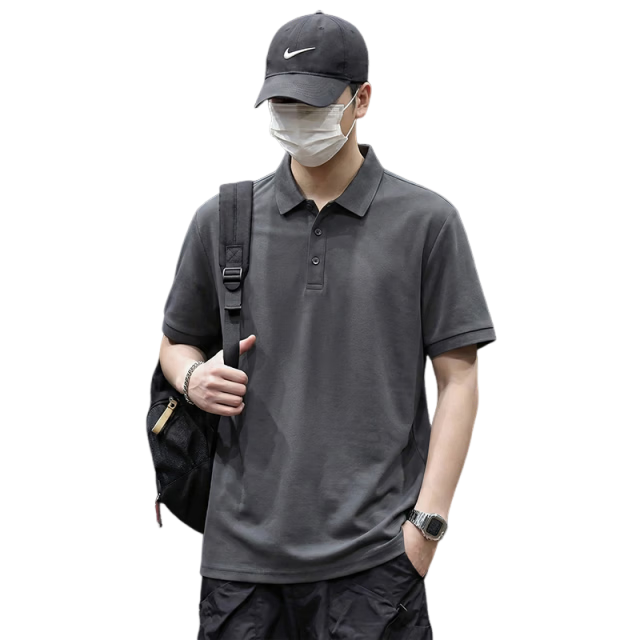 Jeanswest Men's Short Sleeve Polo Shirt 2026 Summer Mint Cooling Casual T-Shirt Base Layer Dark Gray 2XL