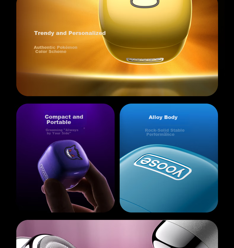 Yoose 2-in-1 Electric Nose Hair Trimmer and Shaver for Men Birthday New Year Gift for Boyfriend Husband Pokémon Collaboration Gift Box D1-T (Gengar) 4