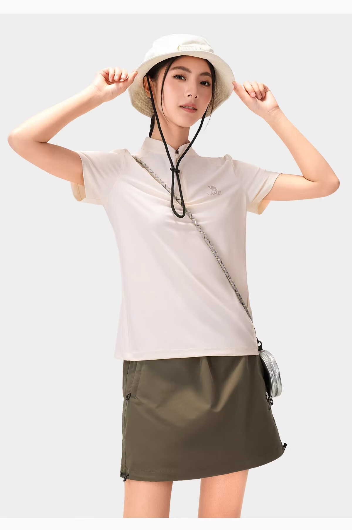 CAMEL Women's Outdoor Quick-Dry T-Shirt 26 Spring Summer Raglan Collar Breathable High Elastic Cooling Sun Protection Sports Top 1034 18