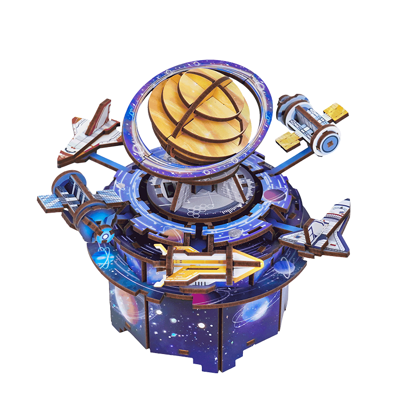 Tongqu Haohan Universe Music Box Model Building Blocks Toy, Handmade Music Box, 3D Puzzle Ornament, Birthday Gift for Boys