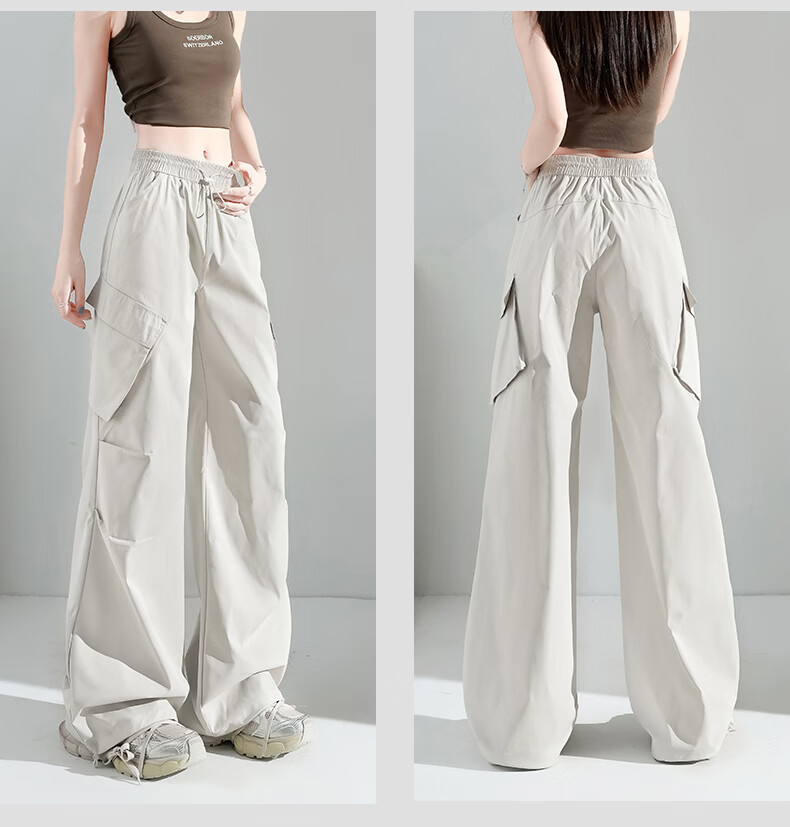 Borui Women's Slant Pocket Cargo Pants 2026 New Spring Summer Thin Sun Protection Quick-Dry Casual Ice Silk Sports Pants 24