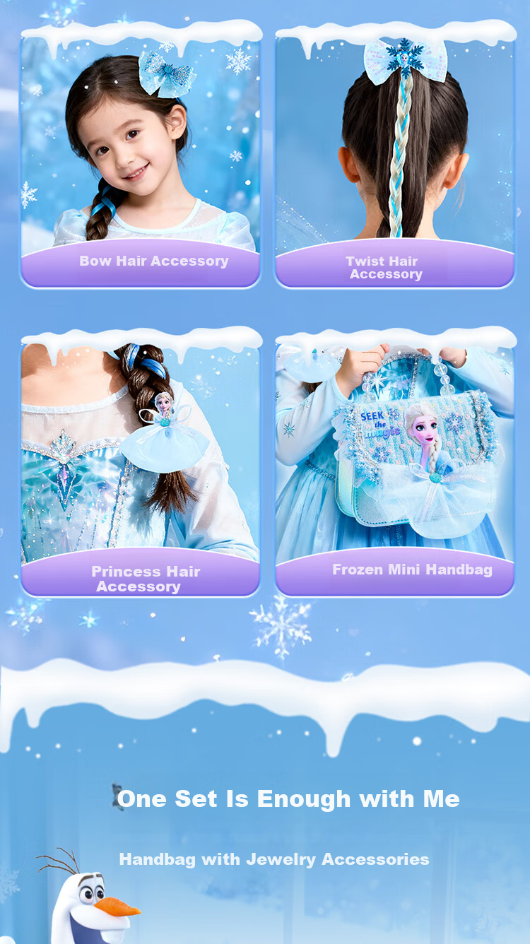 Disney Elsa Princess Bag 3-5 Years Old Girls Handbag Elsa Shoulder Bag Birthday Gift for Little Girls with Gift Box 6