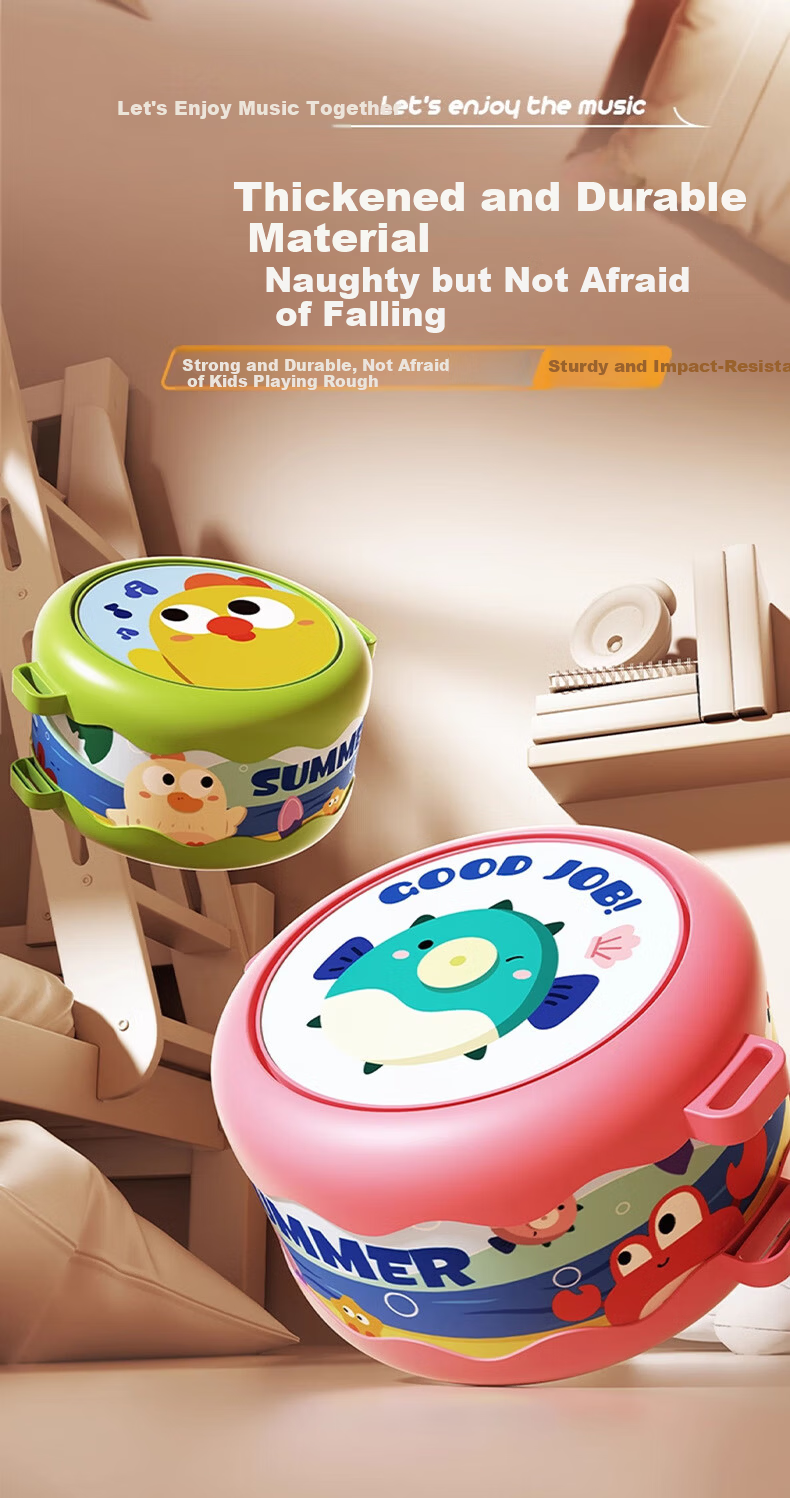 COOKSS Baby Hand Drum 0-1 Year Old 3-6+ Months Children's Percussion Instrument Infant Tambourine Rattle Toy 13