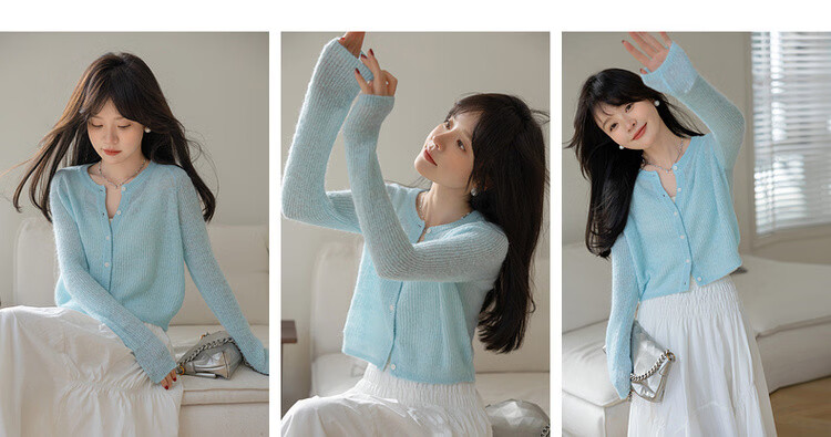 MT Semi-Sheer Style Spring Soft Dopamine Socialite High Elasticity Slimming Knit Top for Women 3