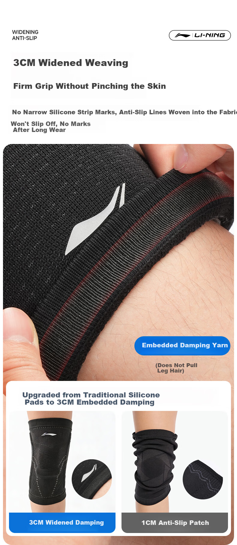 LI-NING Sports Knee Brace Running Men’s Basketball Knee Support Patella Band Warmth for Badminton Hiking 7