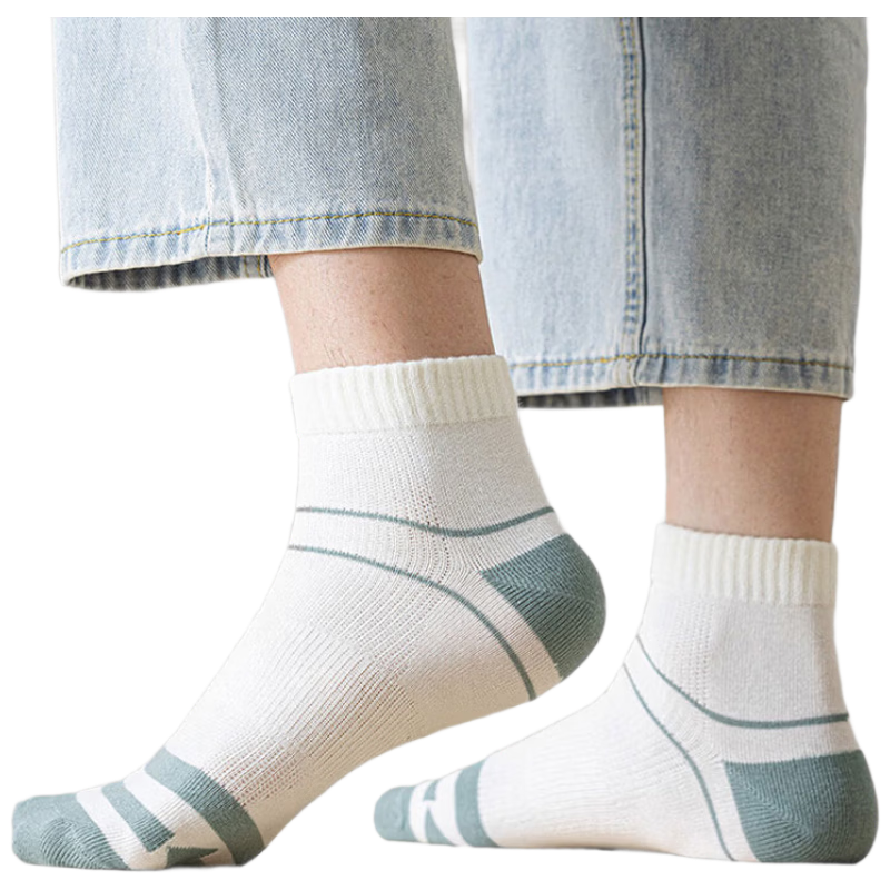 Mianmanman Men's Short Socks, Xinjiang Cotton, 10A Antibacterial, Odor-Resistant, Sweat-Absorbing, Breathable, Trendy Sports Short Socks, 10 Pairs, Ql