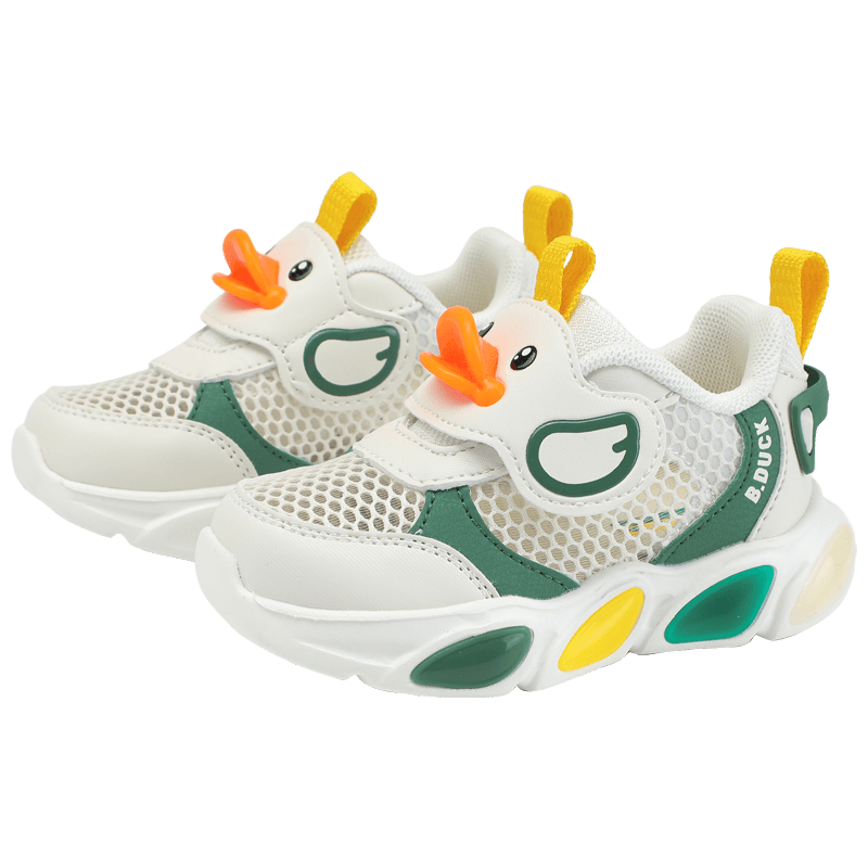 B.Duck Kids Yellow Duck Children's Shoes Boys Sports Shoes Girls Single Mesh Light-Up Shoes Lightweight Breathable Running Shoes