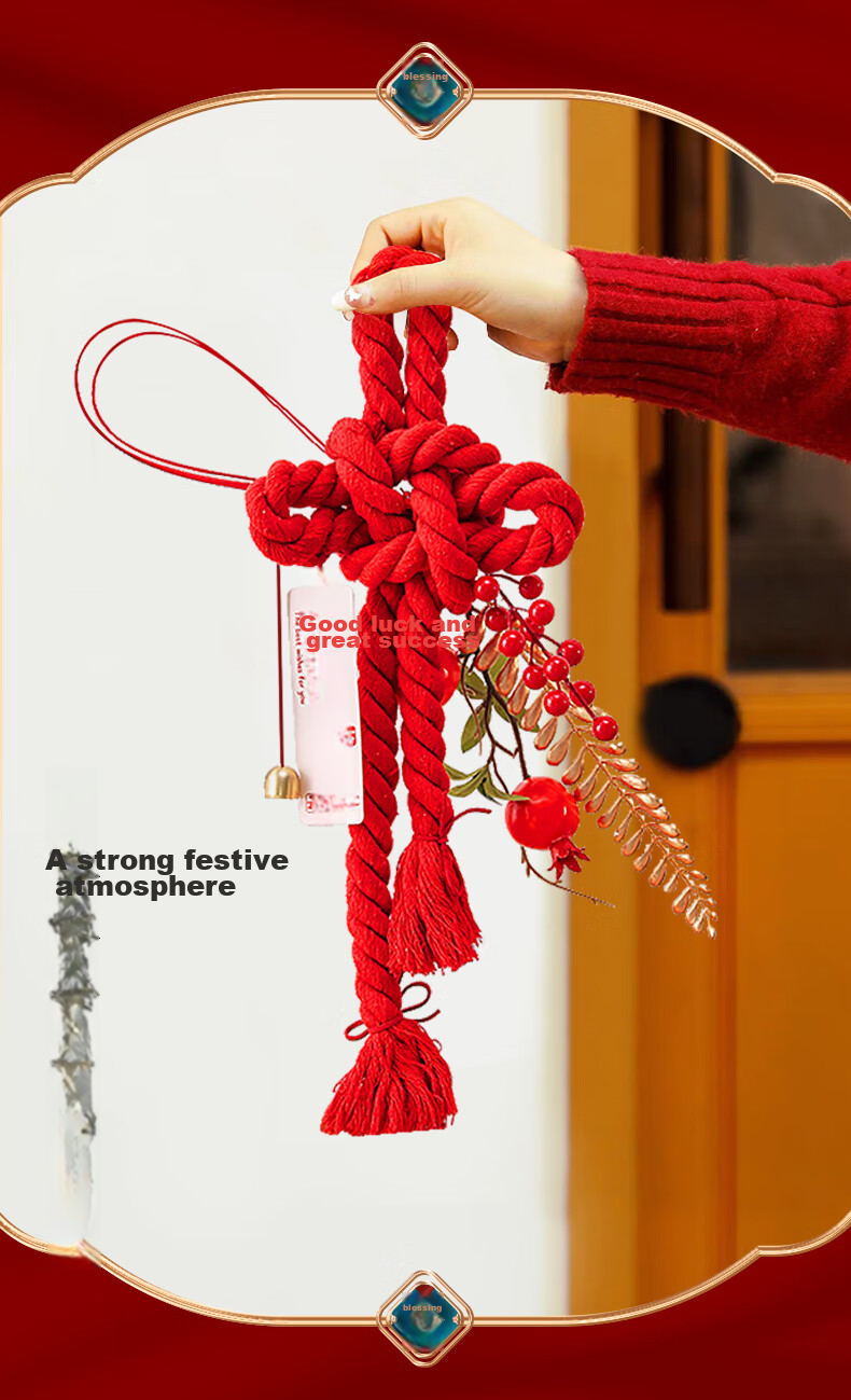 Xinxinjingyi National Day Decoration, Chinese Knot Hanging Ornament, Housewarming Gift, Mid-Autumn Festival Decoration, Living Room Decorative Knot, Medium Size 5