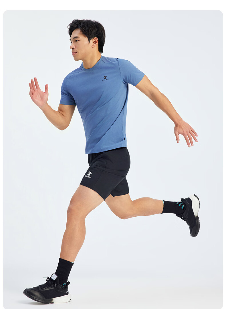 KELME Men's Sports T-Shirt Summer New Quick-Dry Fitness Training Running Short Sleeve Top Agate Black 3XL 14