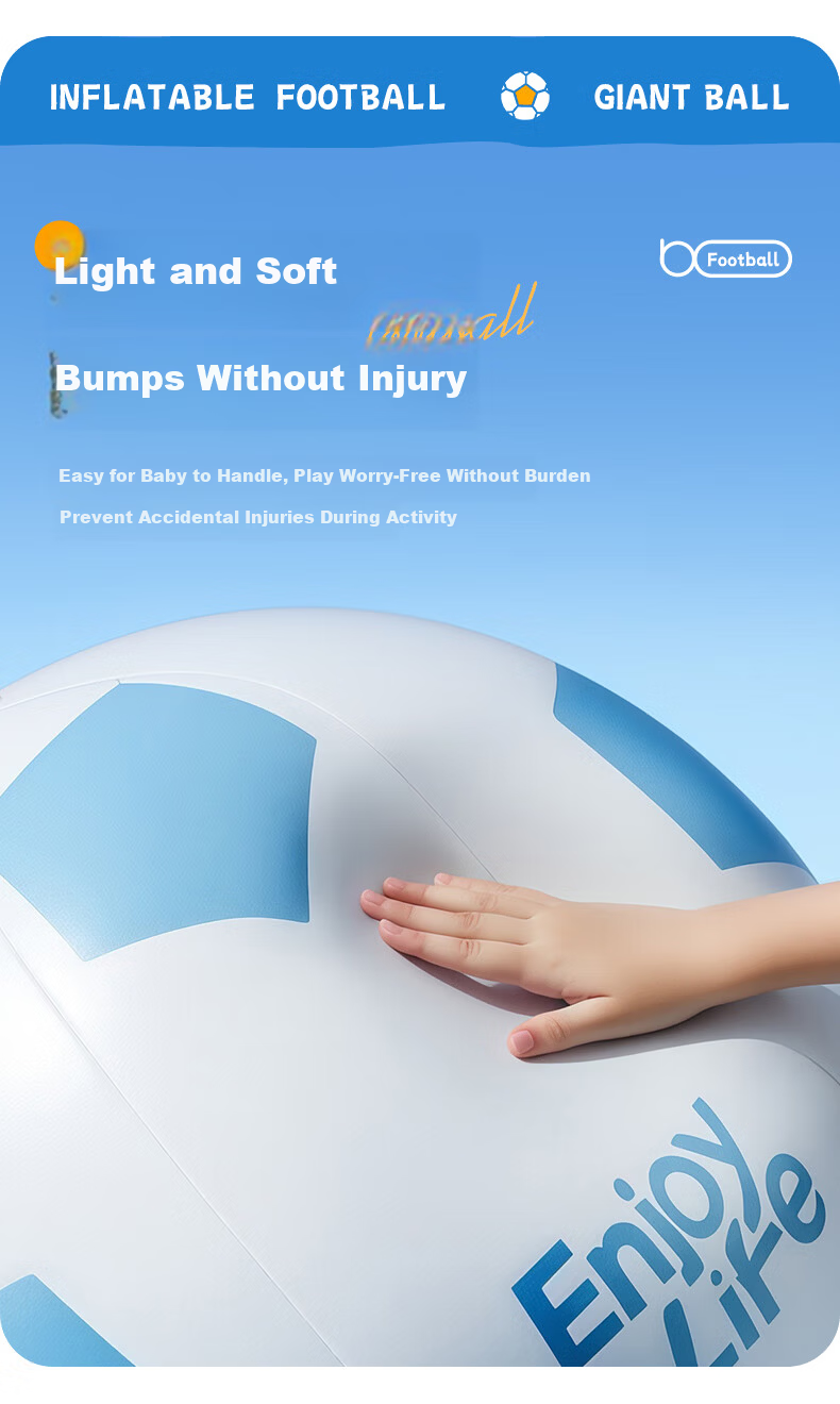 Adandyish 80cm Blue Inflatable Beach Soccer Ball Outdoor Toy Giant Lawn Ball Birthday Gift for Kids 6