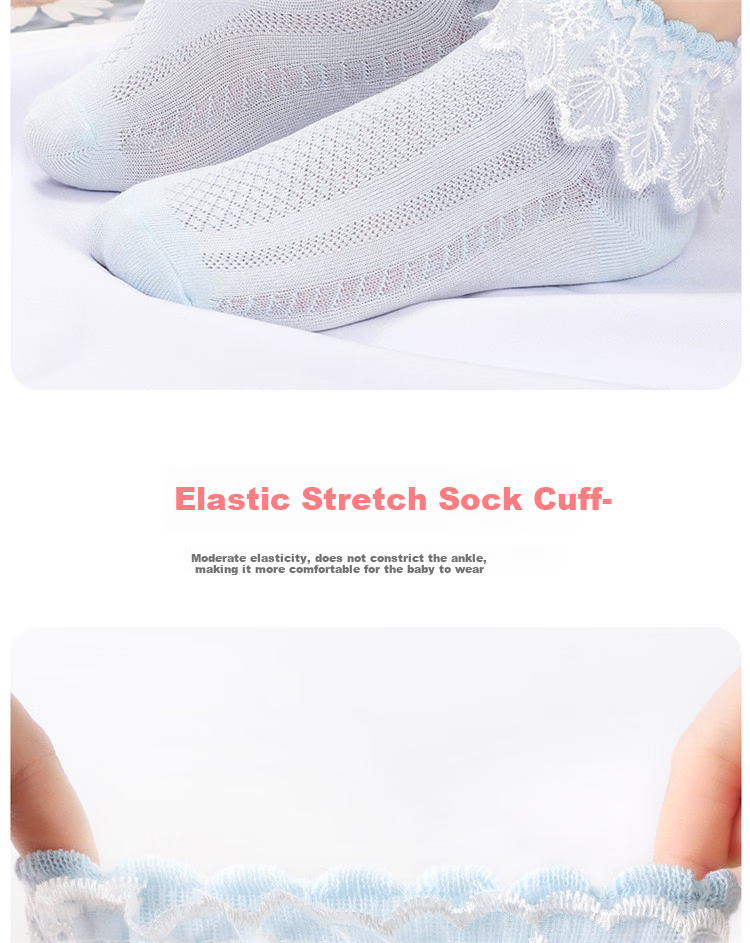 LangSha Children's Socks Girls Summer Thin Lace Edge Dance Socks Cute Versatile Princess Socks White 1 Pink 1 Yellow 1 Blue 1 Purple 1 Foot Length 18-20cm Age 5-7 Size 26-31 6