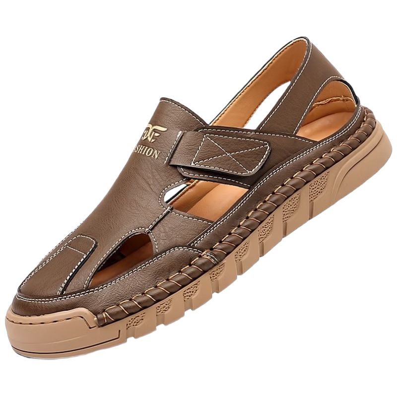 Jingzhenlianggong New Casual Sandals High-Quality Ultra-Soft Men's Breathable Sandals Wear-Resistant Non-Slip Yellow [Leather Version] Size 43