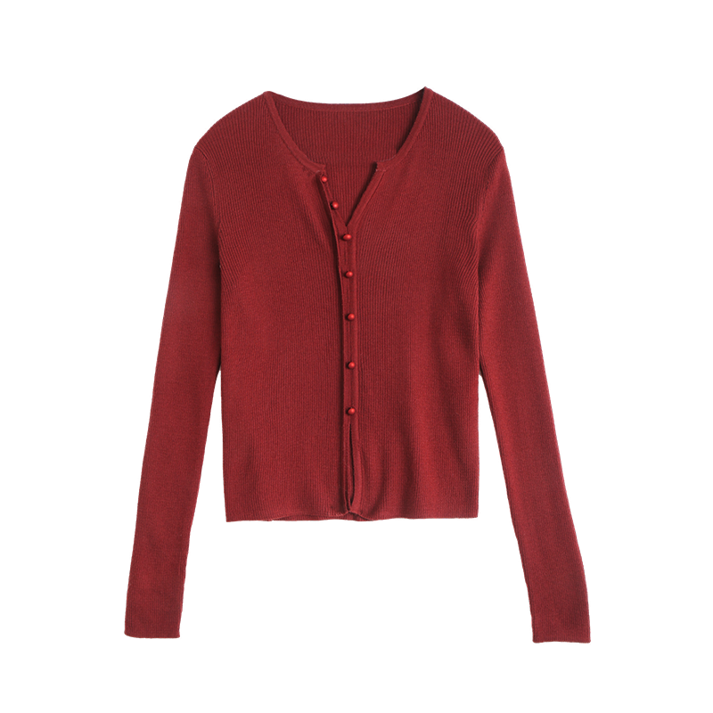 Dme [Elegant V-Neck Knit Sweater], Spring And Autumn Lightweight Mature Sister Layering Inner Wear Slimming Elegant Knit Sweater for Wome