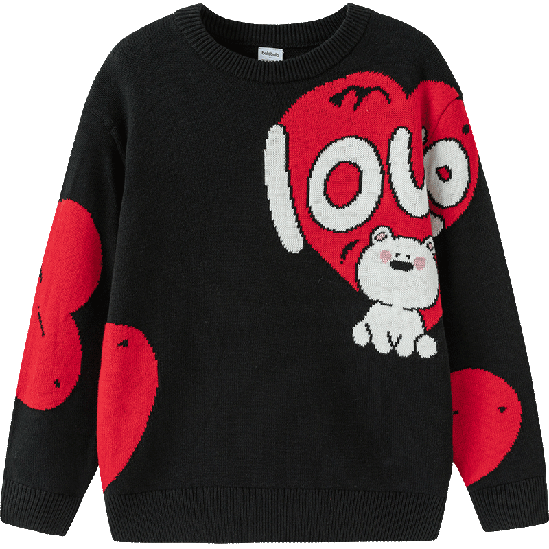 BALABALA Children's Clothing, Kids' Sweater for Boys And Girls, Autumn And Winter Parent-Child Pullover Knit Sweater, New Year's Outfit, 208125103203