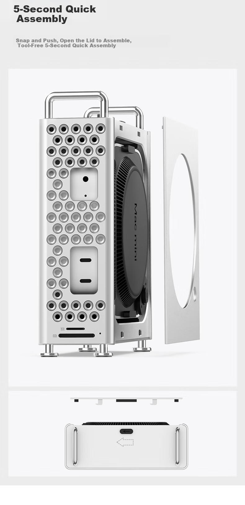 ORICO Macmini M4 Stand Aluminum Alloy Desktop Riser Cooling Bracket Screw-Free MiniPro Case Expansion MS10 for Apple Computer Without Hard Drive 6