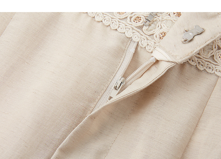 Demana Breathable Linen Vintage High-Waist Lace-Trim Drawstring Petite Women's Wide-Leg Casual Pants Spring 13
