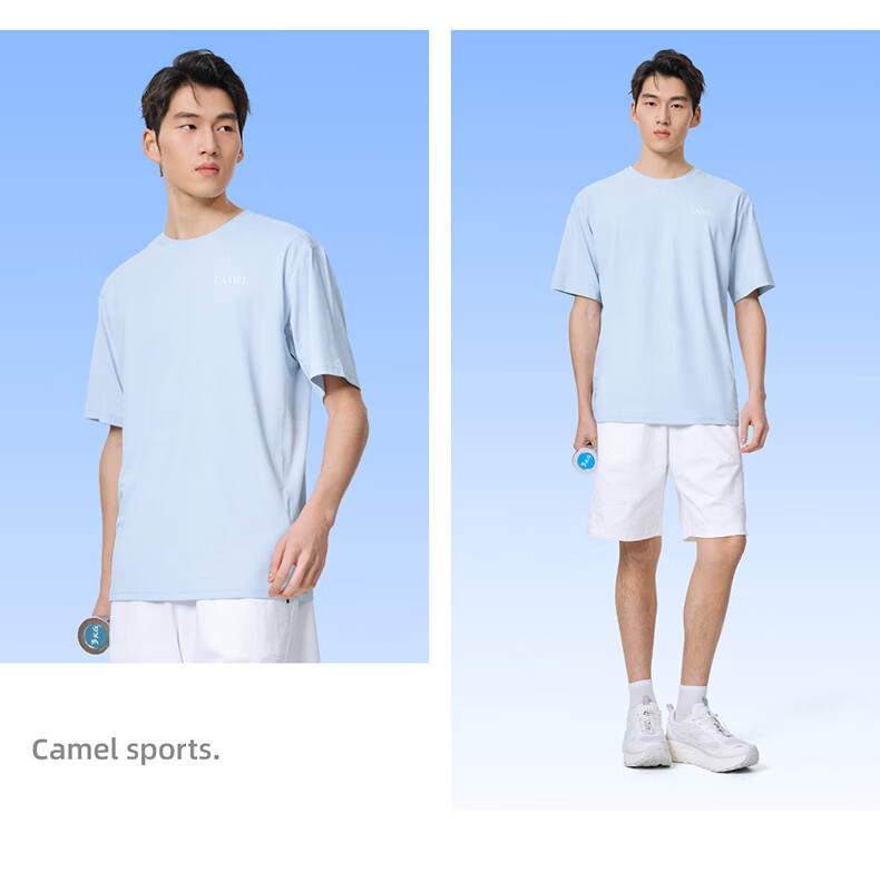 CAMEL Quick-Dry Women's Ice-Feel Sun Protection Crew Neck Short Sleeve Sports T-Shirt C26BARLG053 Morning Smoke Pink L 22