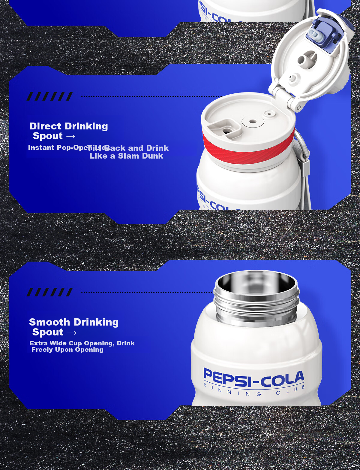 PEPSI Insulated Tumbler 316L Stainless Steel Straw Cup Outdoor Sports Water Bottle Portable Travel Cooler Cup Badge Pearl White 14