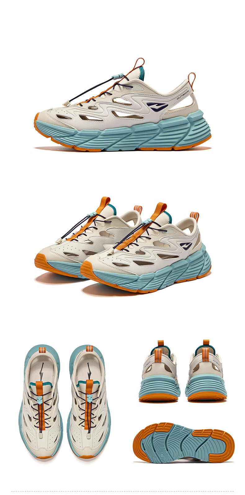 ERKE Men's Creek Hiking Sandals Outdoor Sports Casual Beach Shoes | [Yu Shi Same Style] Qingxi 2.0 25