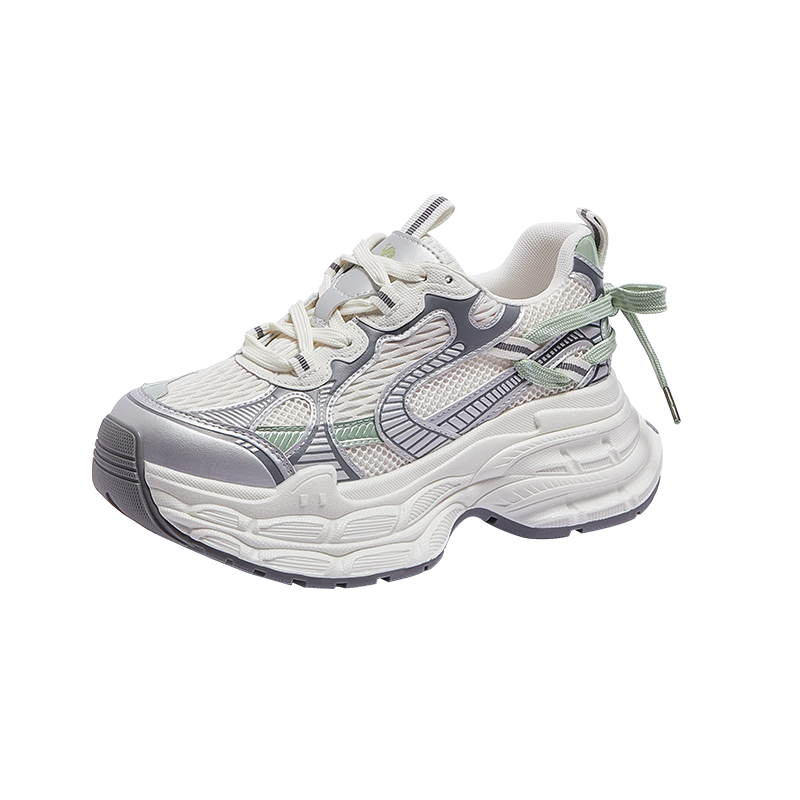 CAMEL Dilireba Edition Silver Moon 3rd Generation Dad Sneakers Women Casual Shoes L26S283125 Beige/Silver/Green Size 36