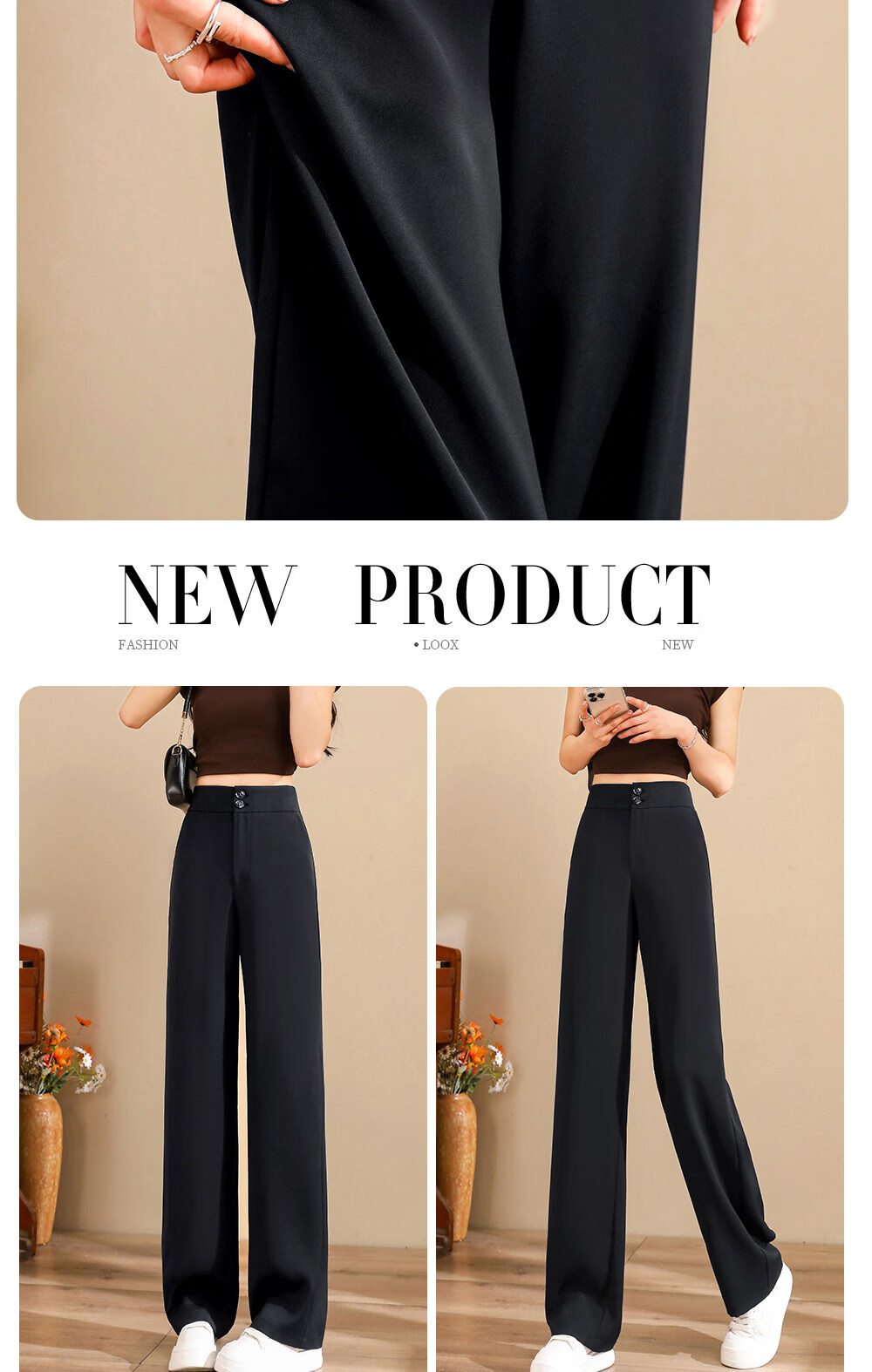 Langsha Women's New Suit Pants Office Commuting Formal Casual High-Waist Flowing Wide-Leg Wrinkle-Resistant Straight-Leg Pants for Petite 11