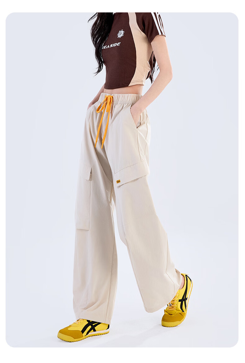 Langsha Women's Wide-Leg Cargo Pants 2026 Summer Thin Fashion Loose Breathable Casual Sports Straight-Leg Jogger Hiking Pants 16