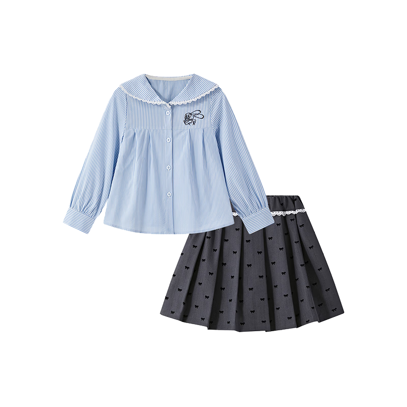 Disney Judy Bunny Police Officer Girls' Spring Autumn 2026 New Stylish Long Sleeve Shirt and Pleated Skirt Two-Piece Set