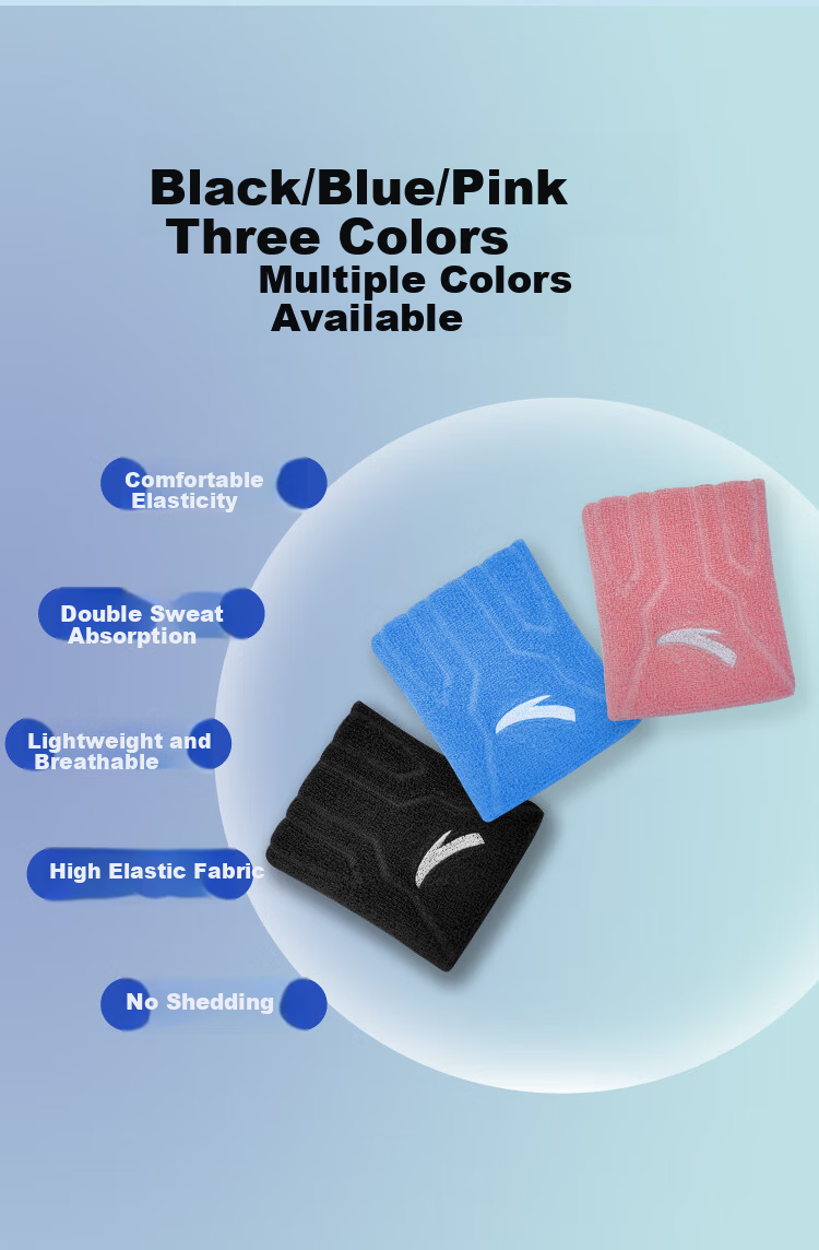 ANTA Wristbands for Men and Women (2-Pack) Sprain Support Wrist Wraps Sweat-Absorbing Sports Bands for Basketball Badminton Fitness Running Black 3