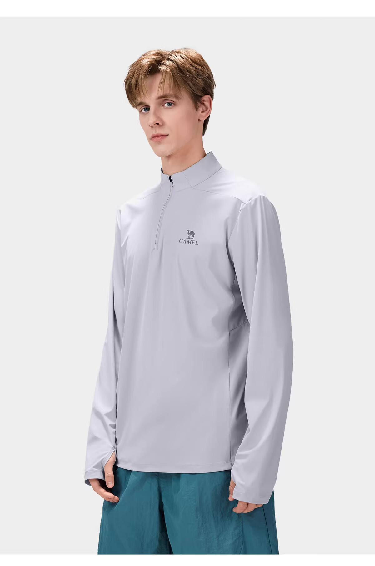 CAMEL Outdoor Quick-Dry T-Shirt Unisex Spring 2026 Long Sleeve Stand Collar Stretch Cooling Breathable Sweat-Wicking Sun Protection Top 1050 19