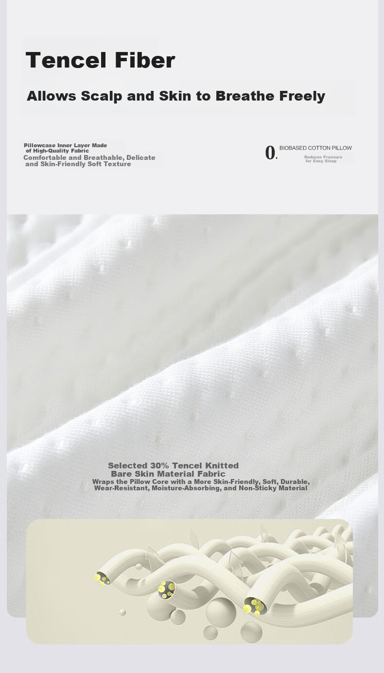 BEYOND Home Textile Zero-Pressure Bio-Based Cotton Bean Memory Foam Pillow Adult Sleep Pillow Cloud Oxygen 40*65*10cm Home Collection 2