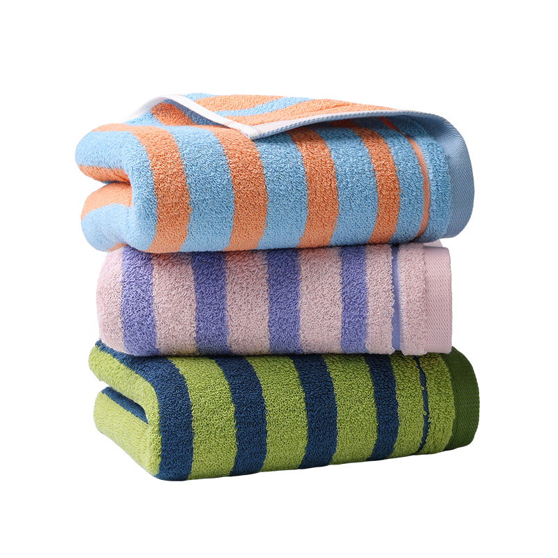 MINISO Pure Cotton Absorbent Towel Thickened Solid Color Antibacterial Face Towel Pink Purple + Orange Blue