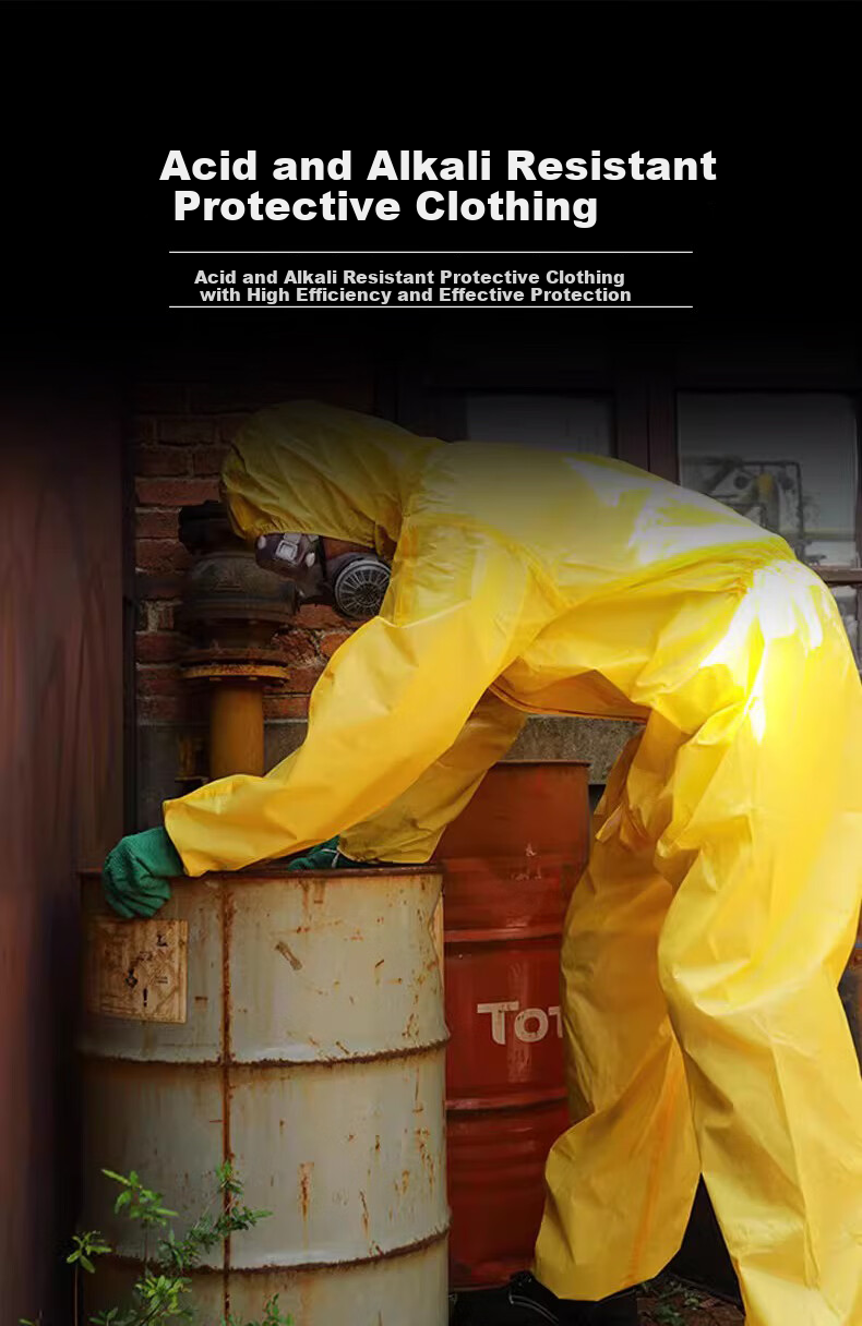 George Barton Protective Suit C-Level Chemical Protective Coverall Full-Body Industrial Dustproof Suit Paint Spraying Suit Yellow Splash-Resistant Acid and Alkali Resistant Chemical Workwear One-Piece 4