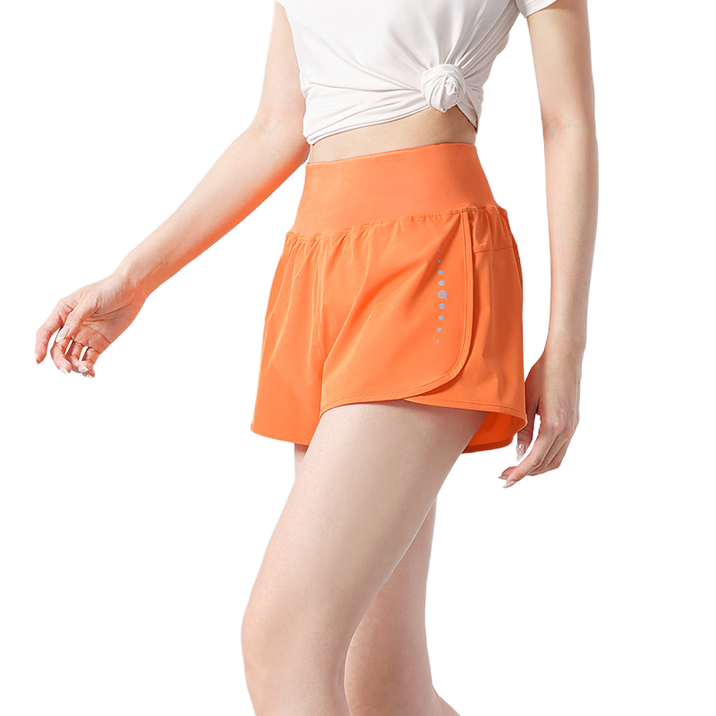 CAMEL Anti-Exposure Yoga Shorts for Women, High-Waist Fitness Running Three-Quarter Pants Y23BA4L0029D Danxia Orange M