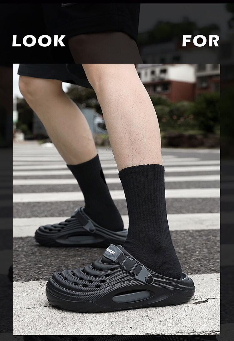 Genmai Men's Summer Outdoor Breathable Anti-Slip Thick-Soled Closed-Toe Clogs Black Size 40-41 13