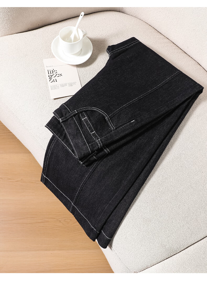 Jeanswest Women's Summer Wide-Leg Loose Lazy Floor-Length Straight High-Waist Denim Blue Jeans XS 18