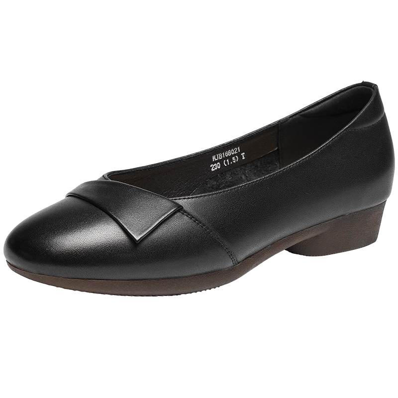 Red Dragonfly Women's Spring 2026 Genuine Leather Soft Sole Flat Comfortable Middle-aged and Elderly Shoes WJB16802 Black Size 37