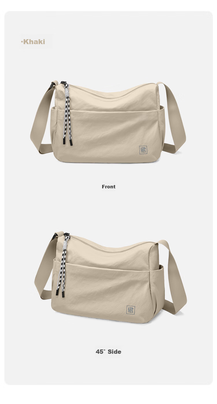 POLO Women's Casual Single Shoulder Crossbody Bag Large Capacity Sports Messenger Bag 12.9-inch iPad Outdoor Phone Bag 20