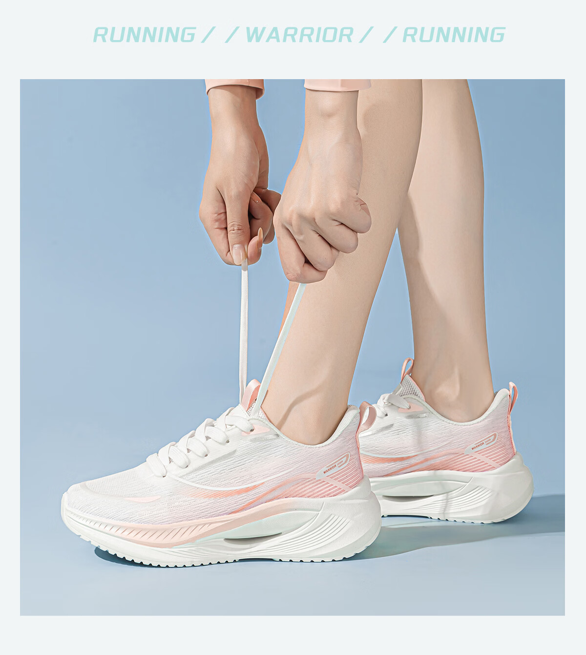 Warrior Women's Sports Shoes New Summer Thin Breathable Mesh Soft Sole Lightweight Shock Absorption Running Shoes White Pink Size 39 14
