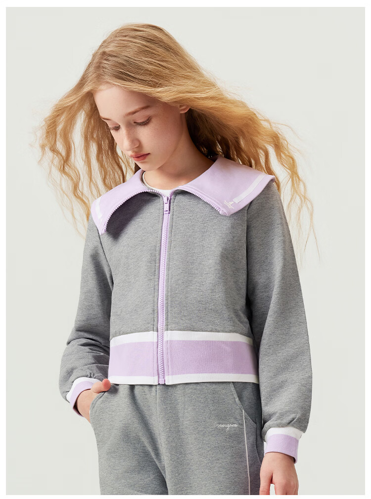Navigare Girls' Jacket Spring Children's Cardigan Student Sweatshirt Versatile Deep Blue 150 9