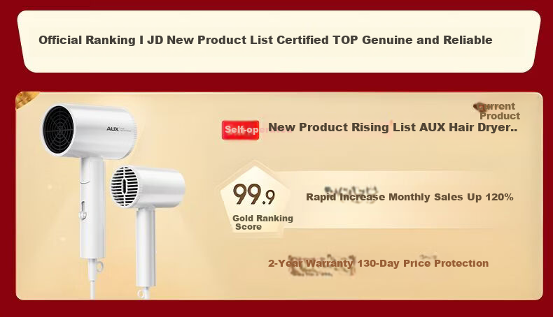 AUX Hair Dryer Home Use Quiet Negative Ion High Power Damage-Free Fast Drying Foldable Portable Hair Dryer for Men and Women Annual Meeting Gift 5